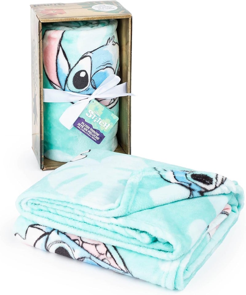 Jay Franco Disney Lilo & Stitch Throw Blanket with Gift Box - Kids Super Soft Special Edition Floral Fleece Bedding - Plush Throw Measures 46 x 60 Inches - Image 2